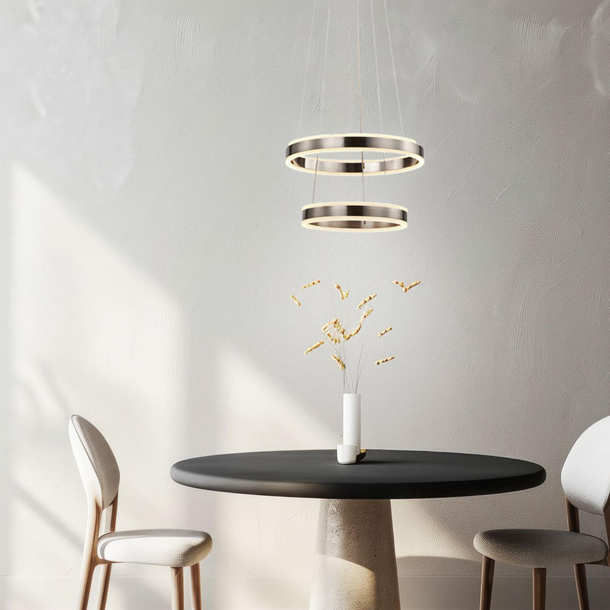 LED HÄNGELEUCHTE Ringe Silber - Silberfarben, Metall (40/40/150cm) - Nowa