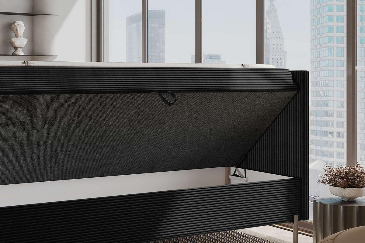 BOXSPRINGBETT VERO Cordstoff Schwarz 160/200 cm - Schwarz, Holzwerkstoff/Textil (160/200cm) - 99rooms