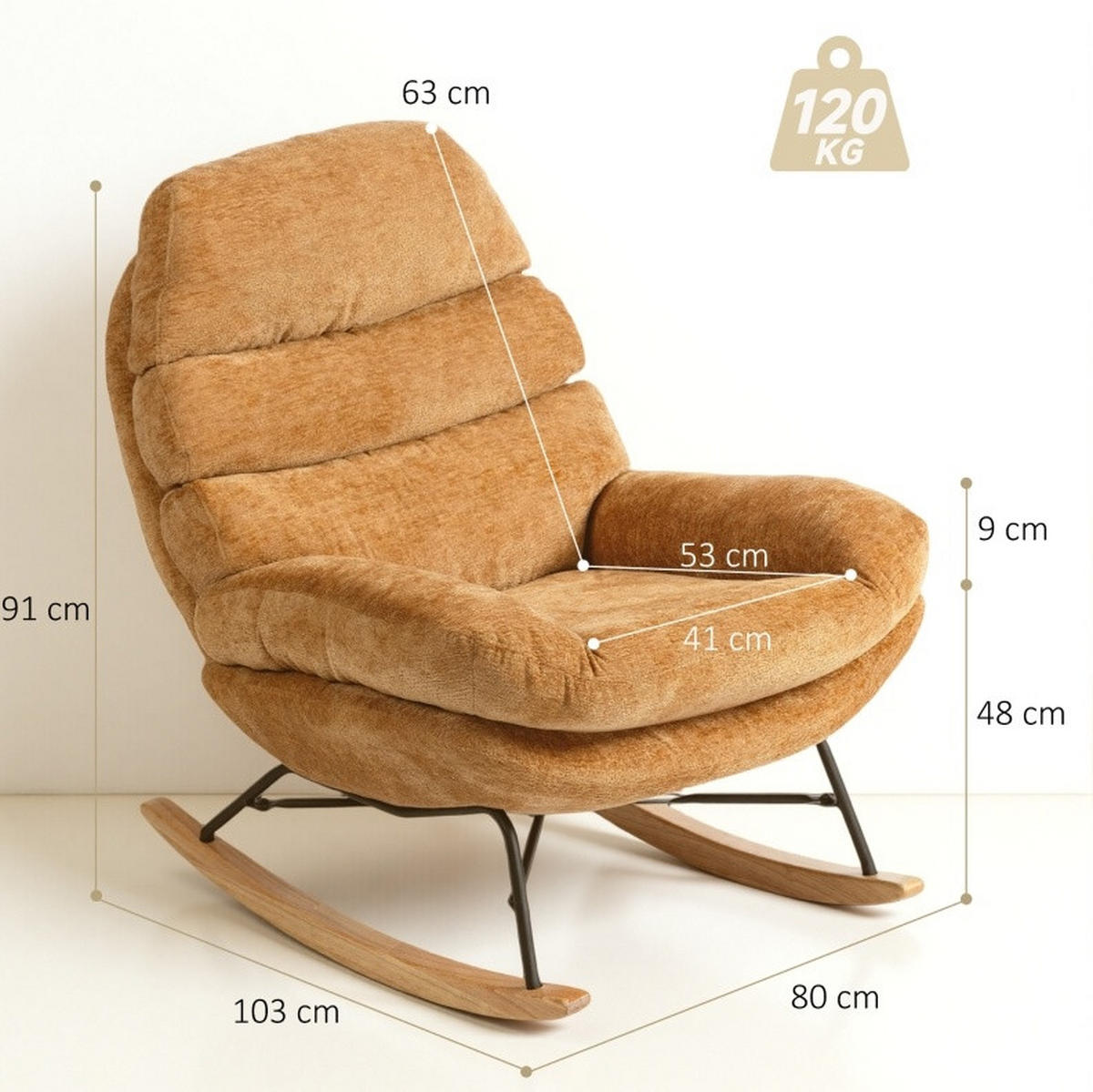 HOJDACIA stolička, 80/103/91 cm žltá, polyester - oranžová, textil (80/91/103cm) - BEAOK