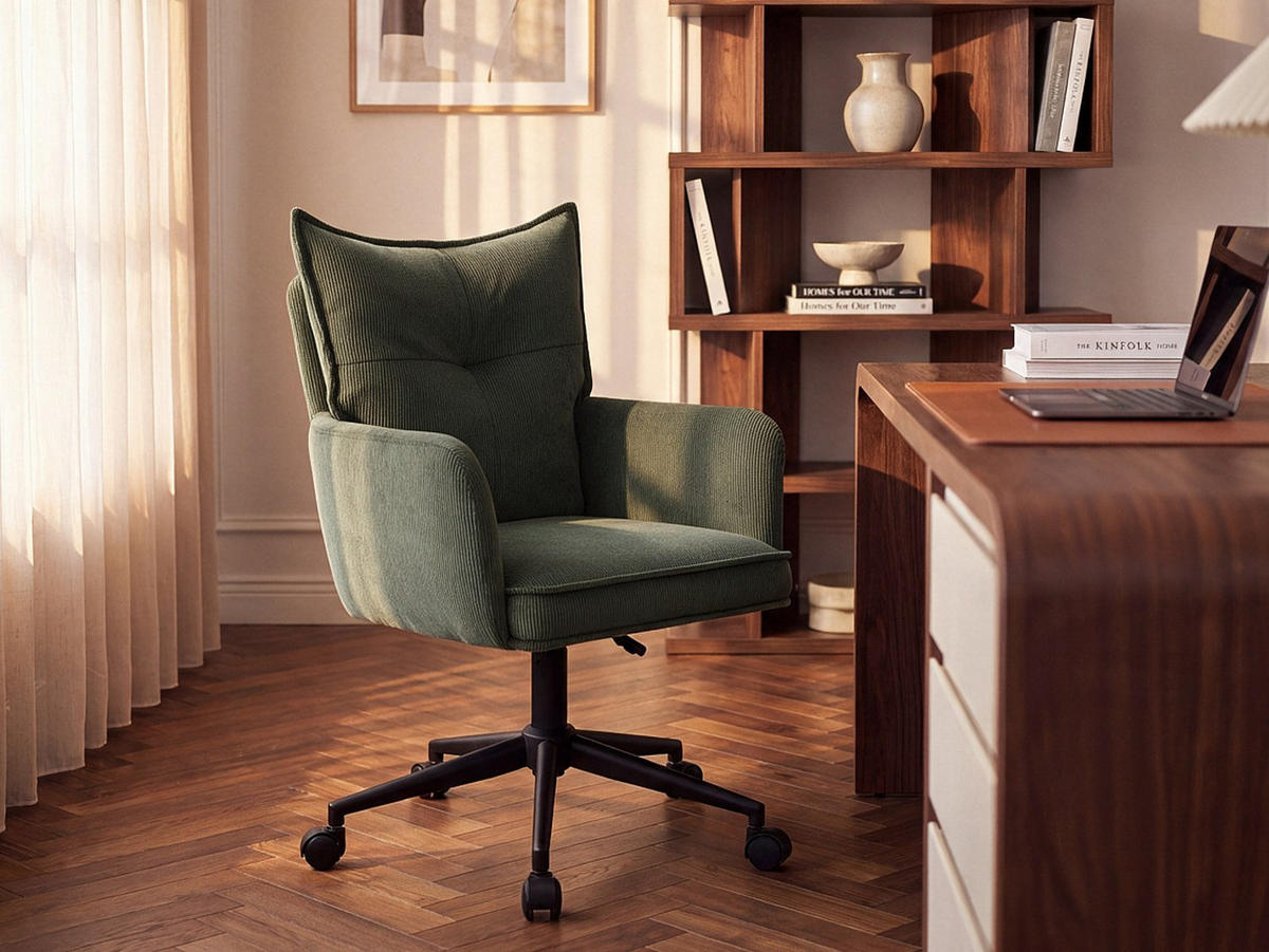BÜROSTUHL ohne Armlehnen - 59.5 x 64 - samt - grün Bataru - Grün, Textil/Metall (59.5/88/64cm) - Vente-Unique
