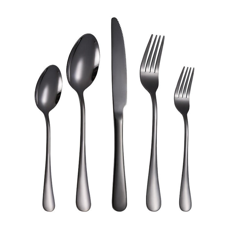 BESTECKSET schwarz inklusive Messer, Gabel, Löffel, Besteck - Schwarz, Metall