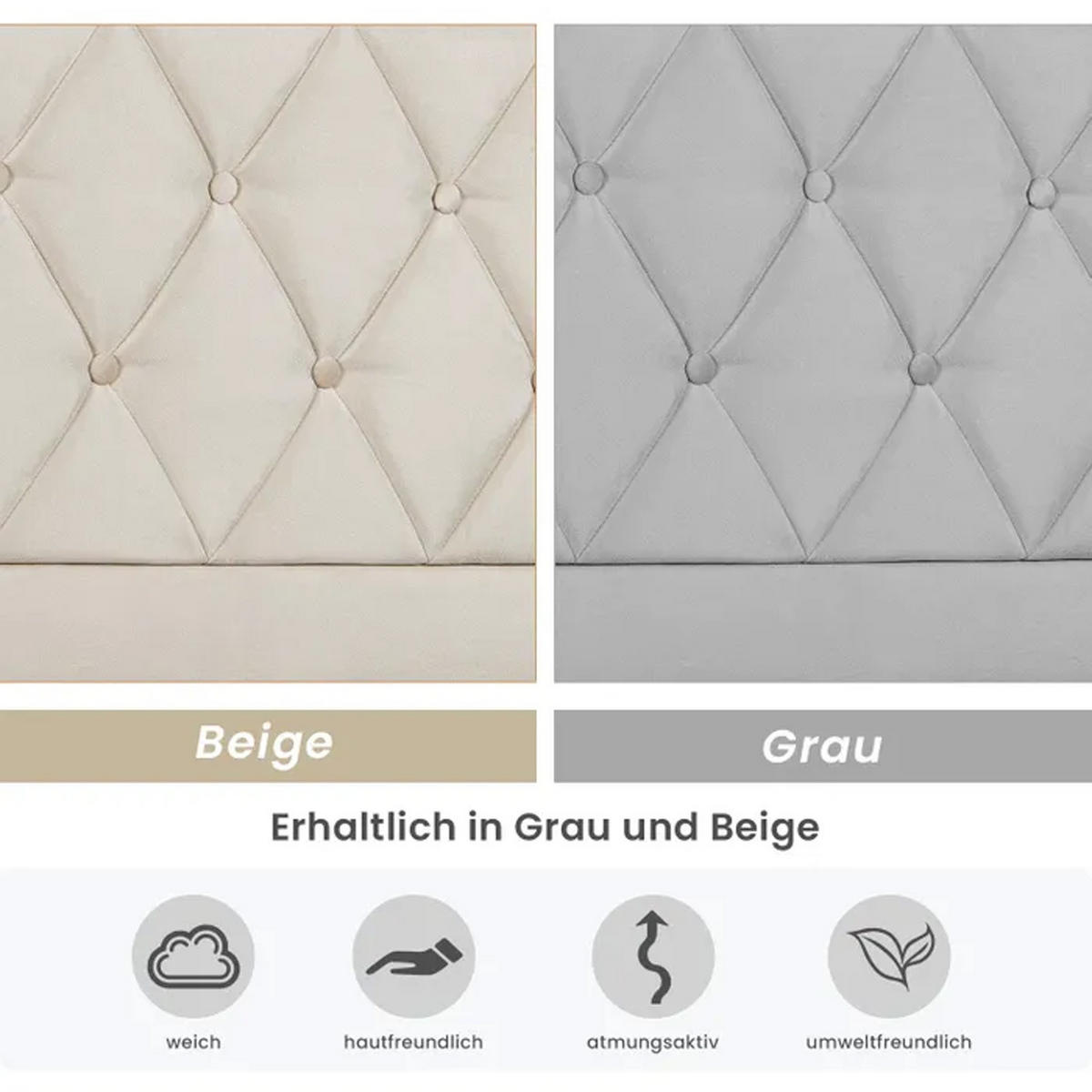 POLSTERBETT mit Stauraum 160/200 cm, Samt Creme-Beige, Gasdrucklift, geräuscharmer Lattenrost - Beige, Textil (90/190cm) - OKMYHOME