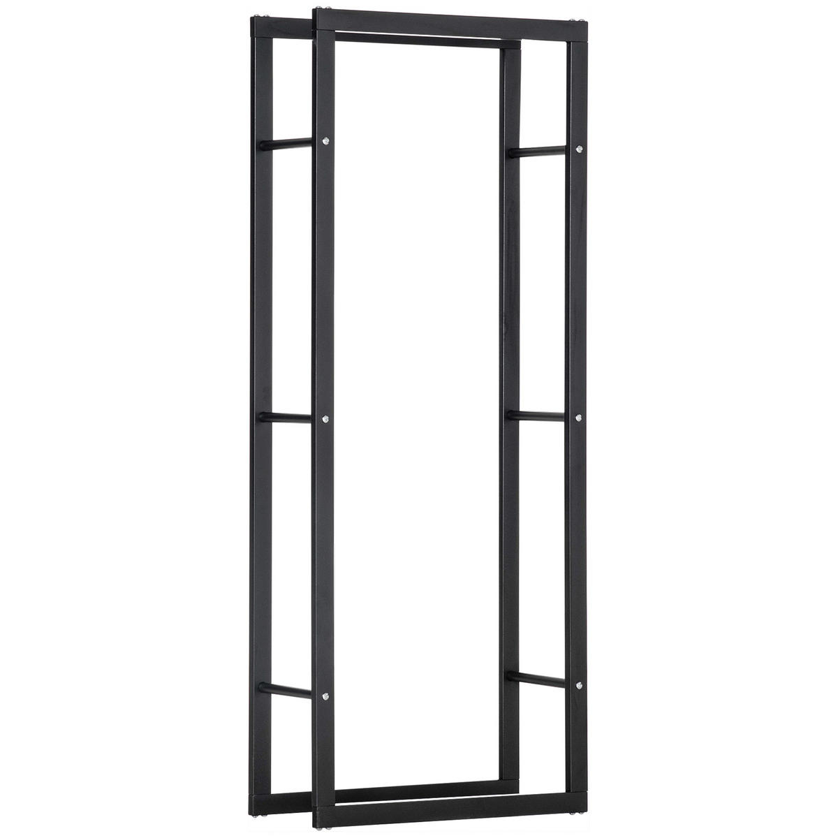 KAMINHOLZREGAL, Stahl, Schwarz, 60L x 25B x 150H cm - Schwarz, Metall (25/150/60cm) - HOMCOM