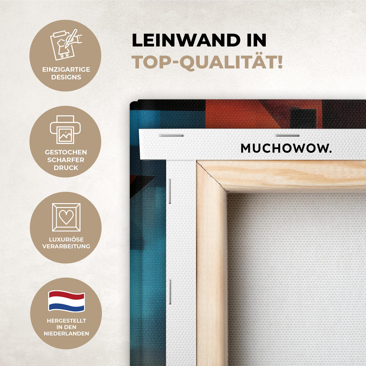 LEINWANDBILD Figuren - Abstrakt - Symbole 50x50 cm - Terracotta, Textil (50/50cm) - MuchoWow