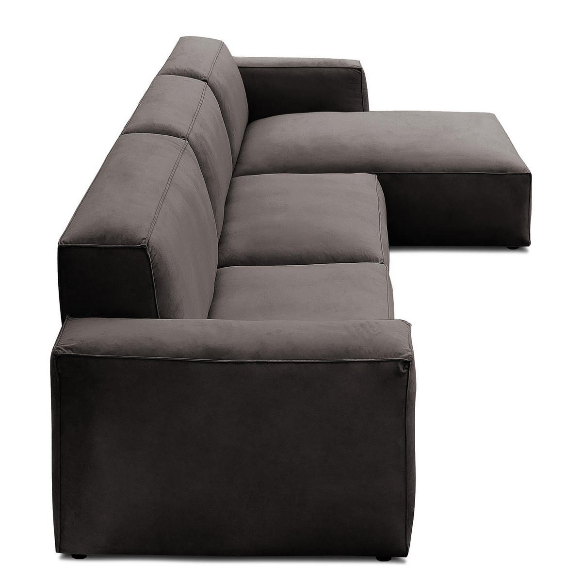 ECKSOFA mit Longchair - Graubraun/Schwarz, Kunststoff/Textil (345/170cm) - home24