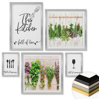 WANDBILDER 5er Set - 50x50 cm & 20x30 cm & 40x60 cm Silberner Rahmen - Tisch aus Zitronenbaum - Silberfarben, Kunststoff (40/60cm) - ArtPrintCave