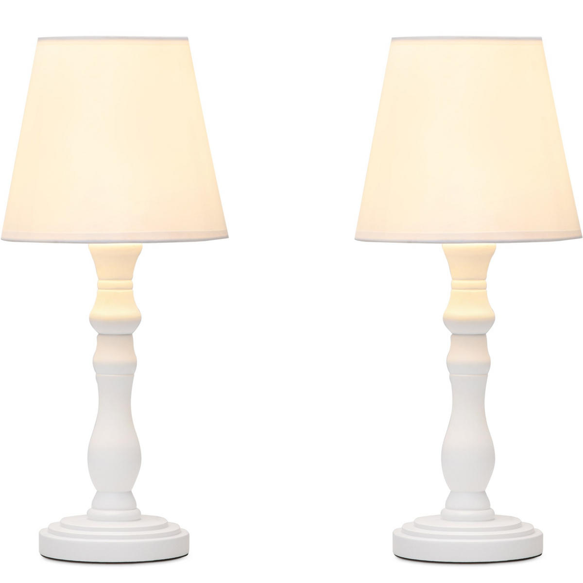 TISCHLAMPE GITTA 2-er Set, Weiß - Weiß, Keramik/Textil (18/18/42cm) - KONSIMO®