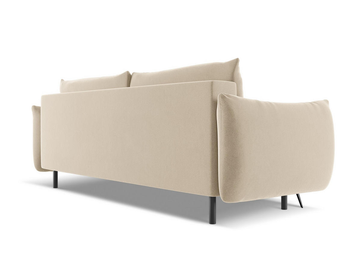 3-SITZER SOFA mit Schlaffunktion Samt Stoff Beige - Beige/Creme, Textil/Metall (230/86/105cm) - Makamii