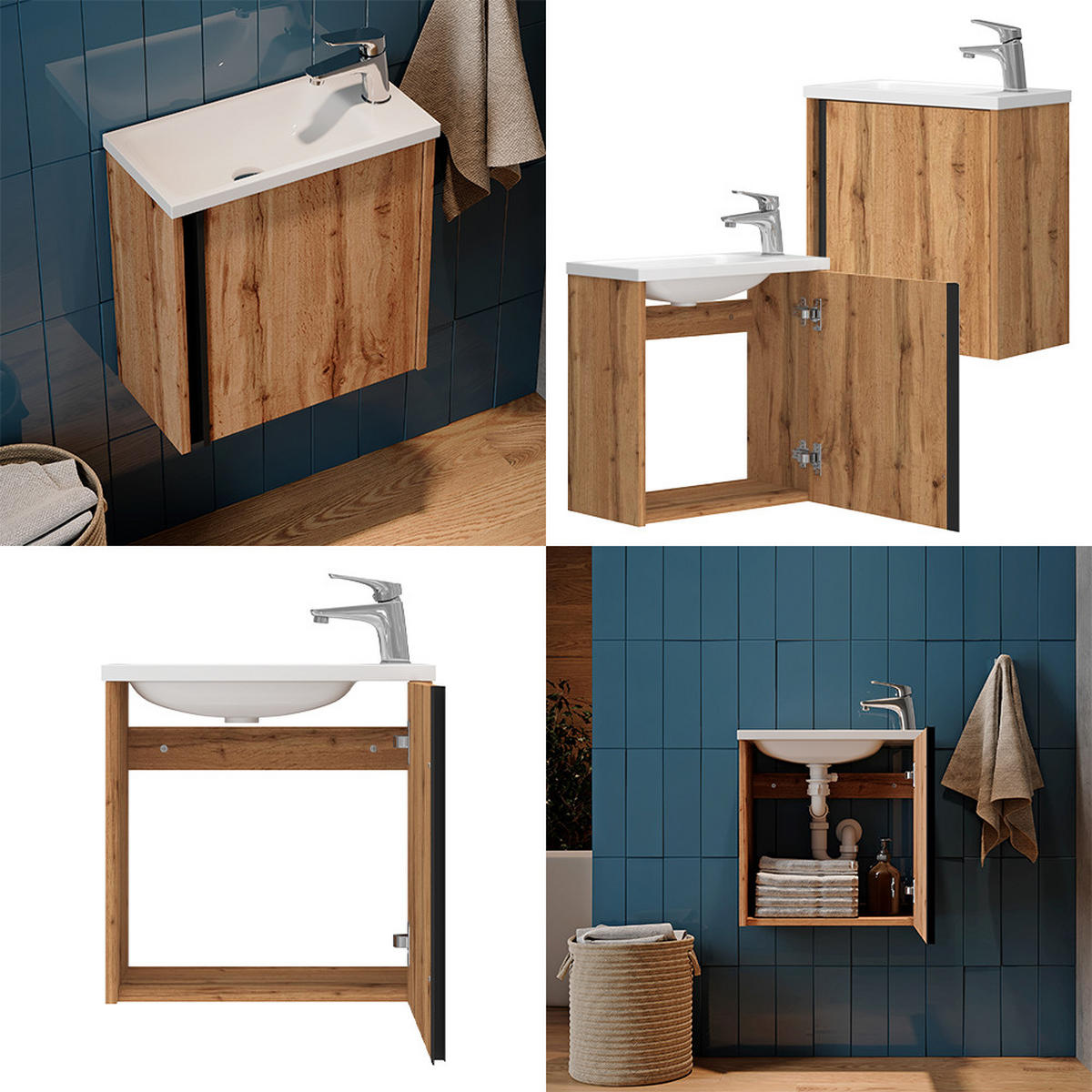 BADMÖBEL-SET Kleo Goldkraft Eiche 2 Teile - Eiche Wotan, Holzwerkstoff (49/50/24cm) - Vicco