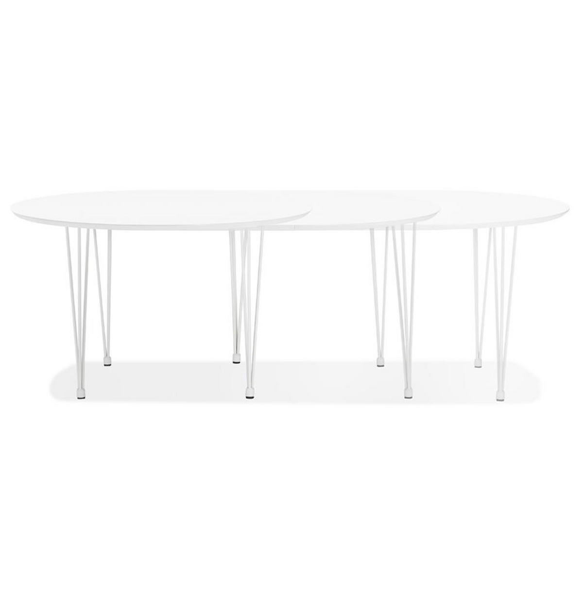 ESSTISCH – Rund ausziehbar Weiß 120–220 cm für 8 Personen - Weiß, Holz/Metall (120/120/73cm) - KADIMA DESIGN