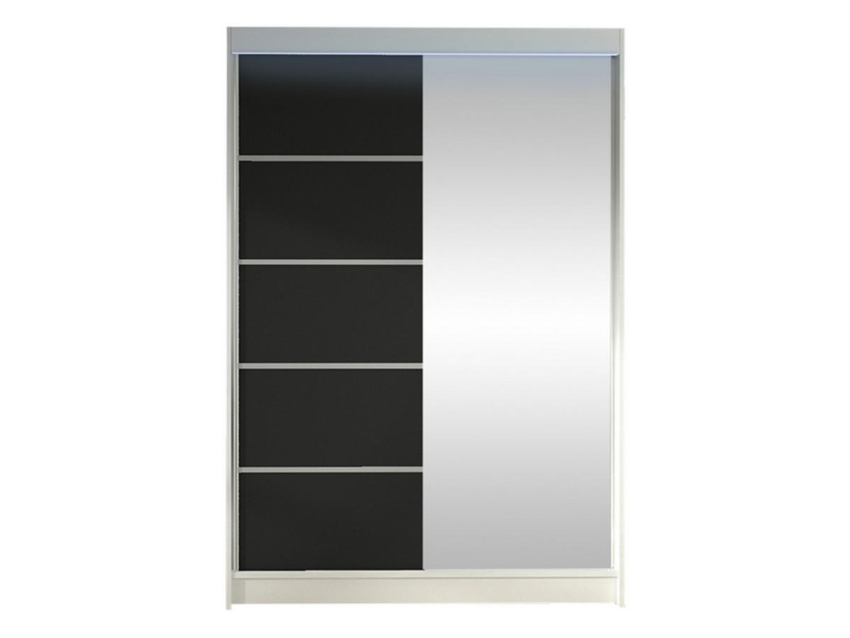 SCHWEBETÜRENSCHRANK Lino III mit RGB LED Beleuchtung - Schwarz/Weiß, Holzwerkstoff/Metall (120/200/58cm) - MIRJAN24