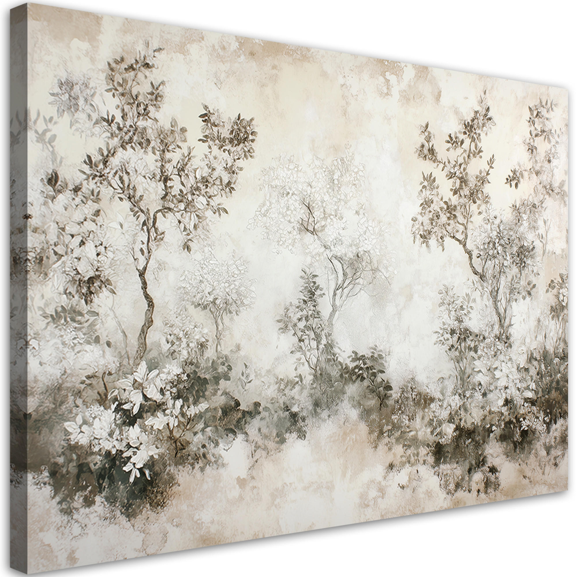 WANDBILD nebel zwischen den bäumen - Grau, Textil (60/40cm) - Feeby