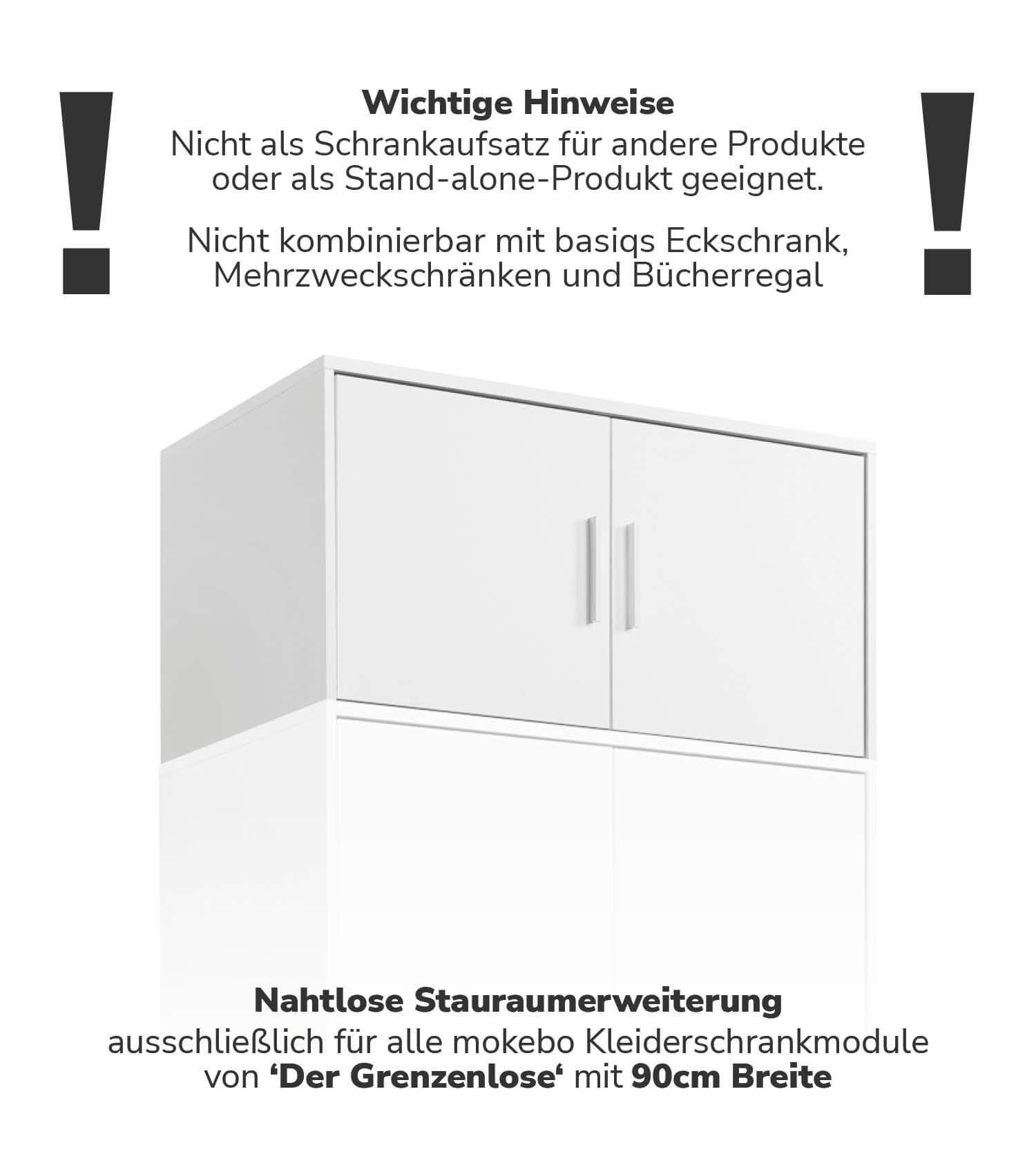 KLEIDERSCHRANKAUFSATZ Der Hochstapler - Weiß, Holzwerkstoff (90/47/58cm) - Mokebo