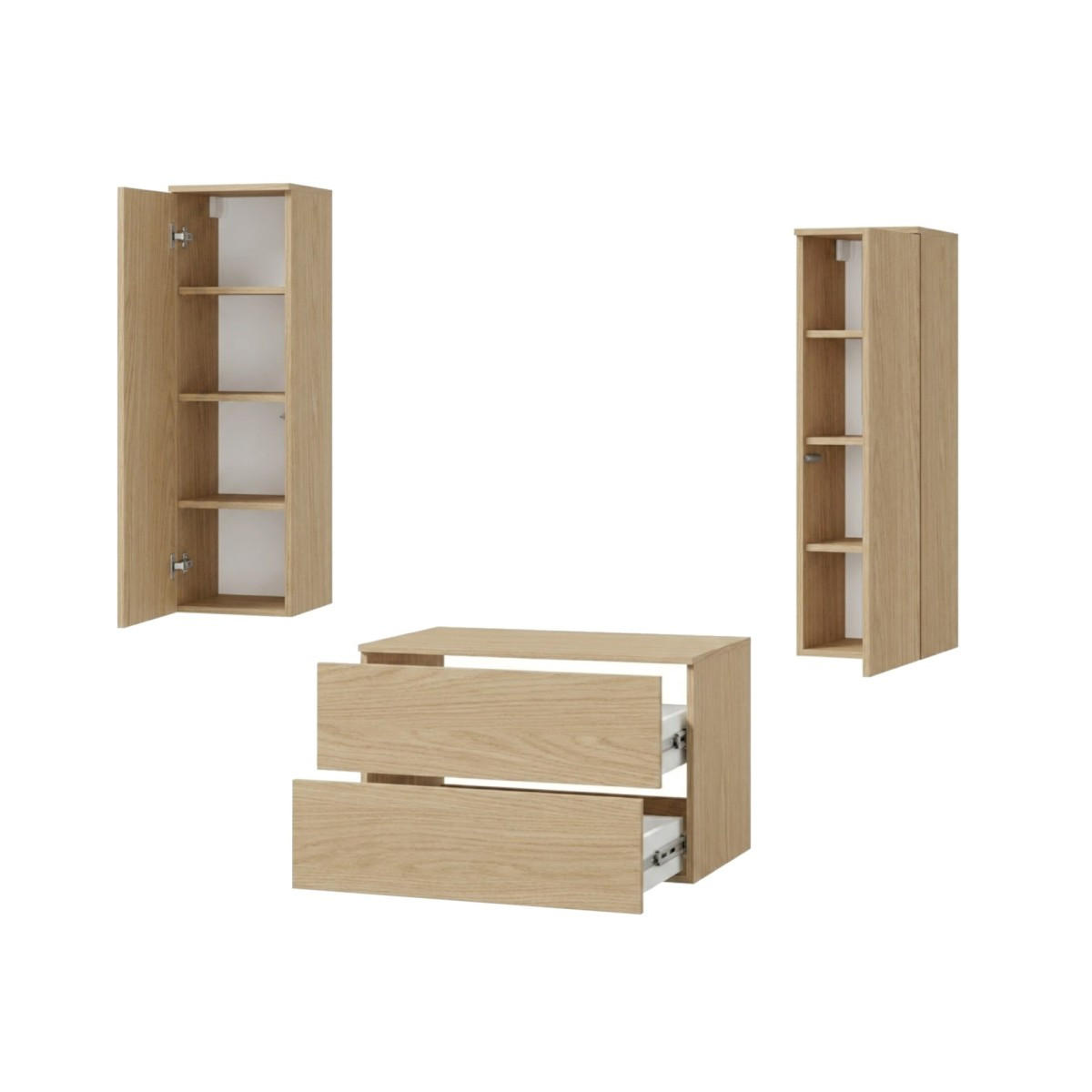 BADMÖBEL-SET Color Frühlings-Eiche 3-Teilig (2S 80 + 1D 100 X2) - Eichefarben, Holzwerkstoff (120/160/45cm) - mzm24