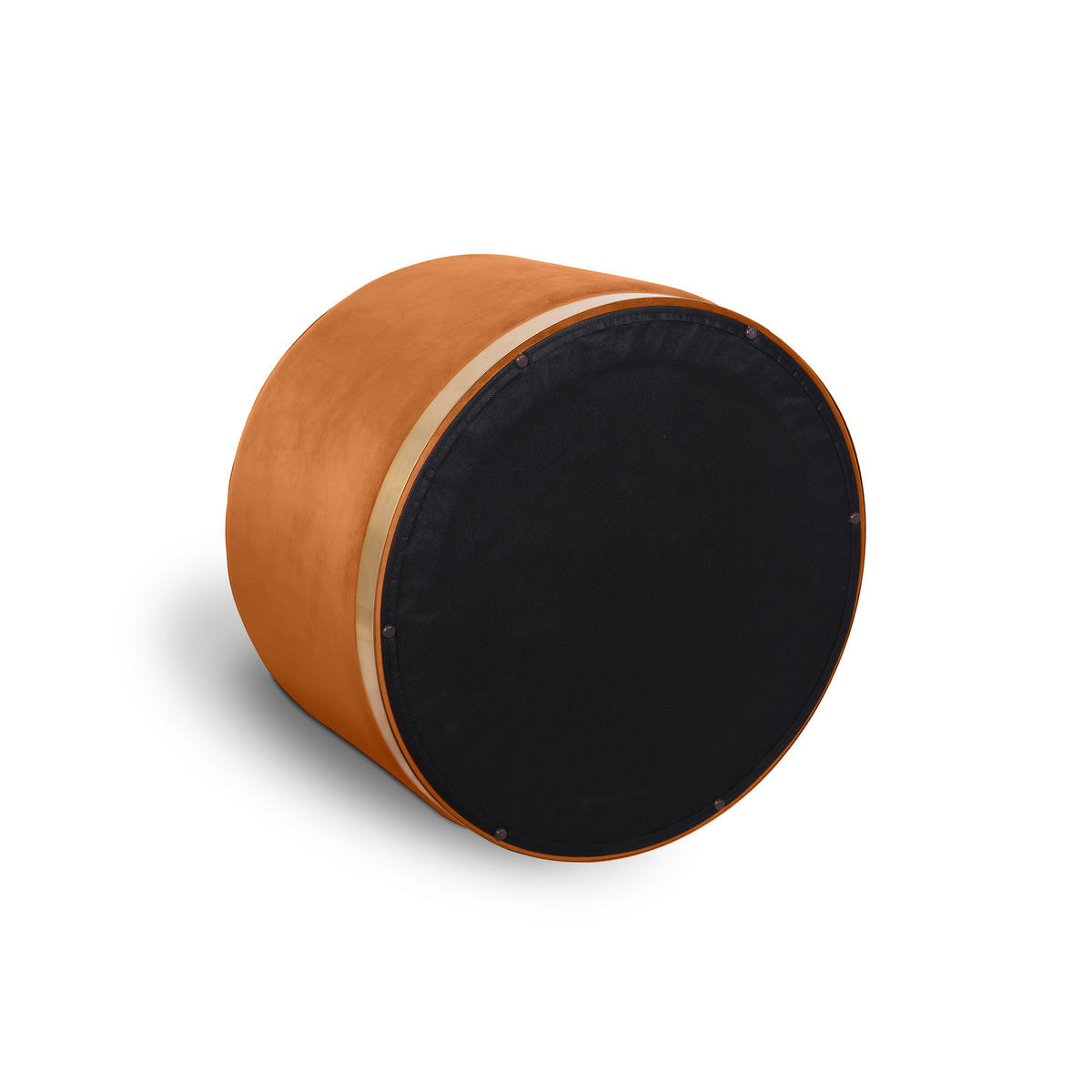 SITZPUFF Charlotte II Samt in gebranntem Orange und goldfarbenes Metall - Dunkelorange, Holzwerkstoff/Textil (60/40/60cm) - Sicaan
