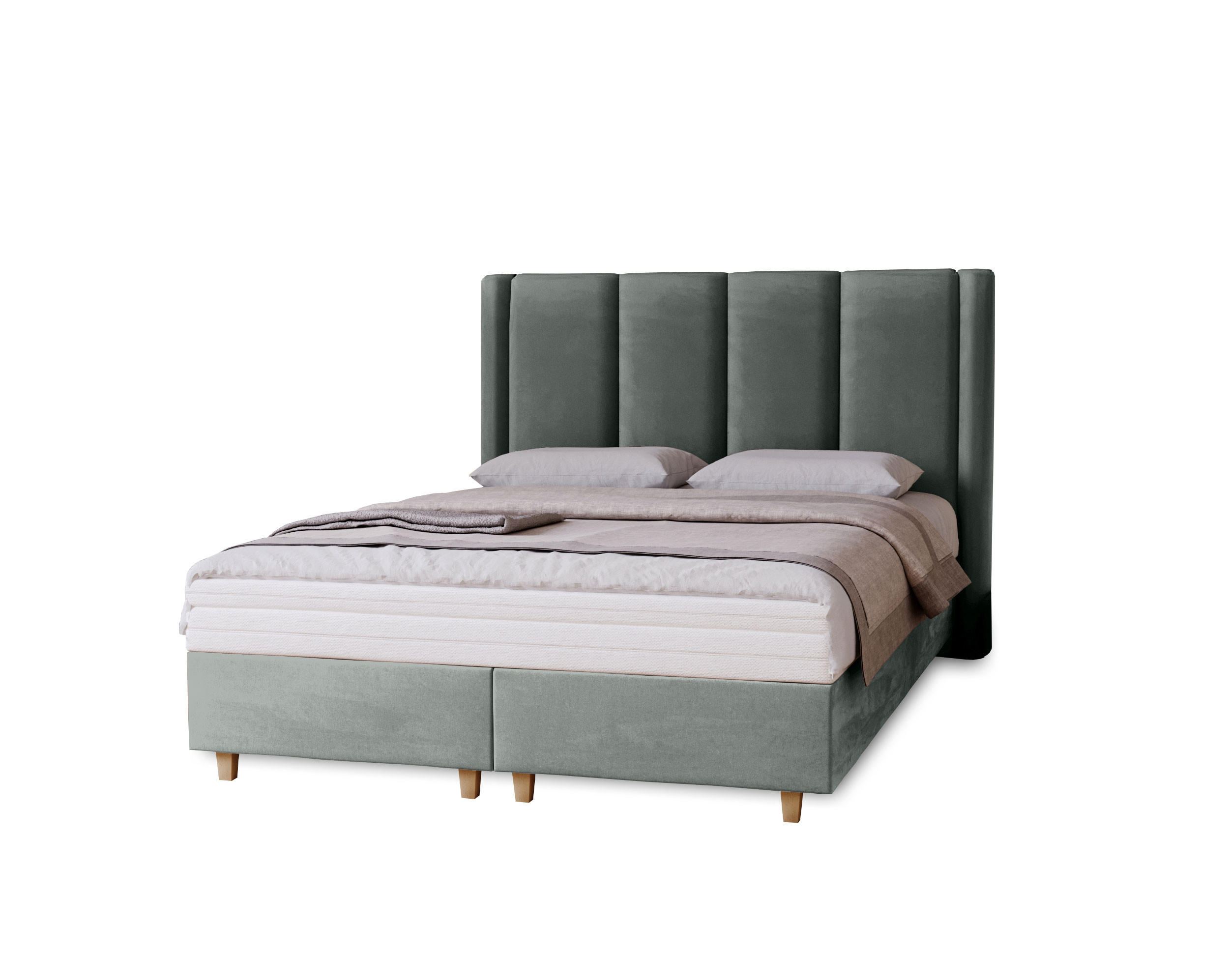 POLSTERBETT Bella, 140x200, Grau, Velourstoff, Doppelbett mit Matratze - Grau, Holz/Kunststoff (140/200cm) - Marpur