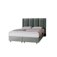 POLSTERBETT Bella, 160x200, Grau, Velourstoff, Doppelbett mit Matratze - Grau, Holz/Kunststoff (160/200cm) - Marpur