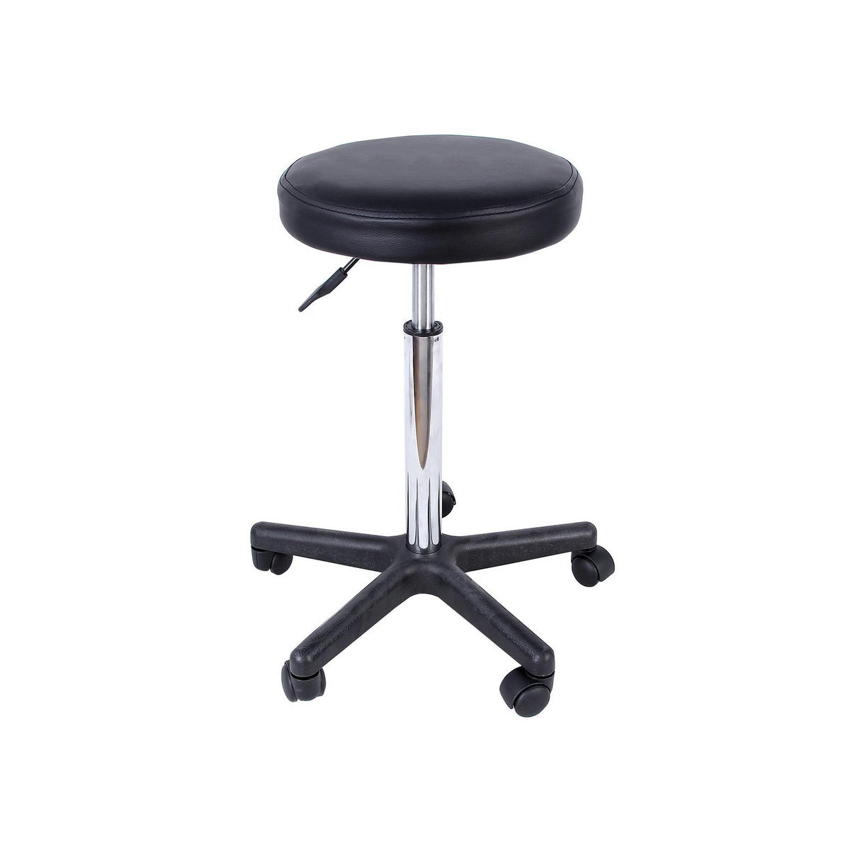 DREHHOCKER SITZ - Schwarz, Leder (35/58/35cm) - Hansiro