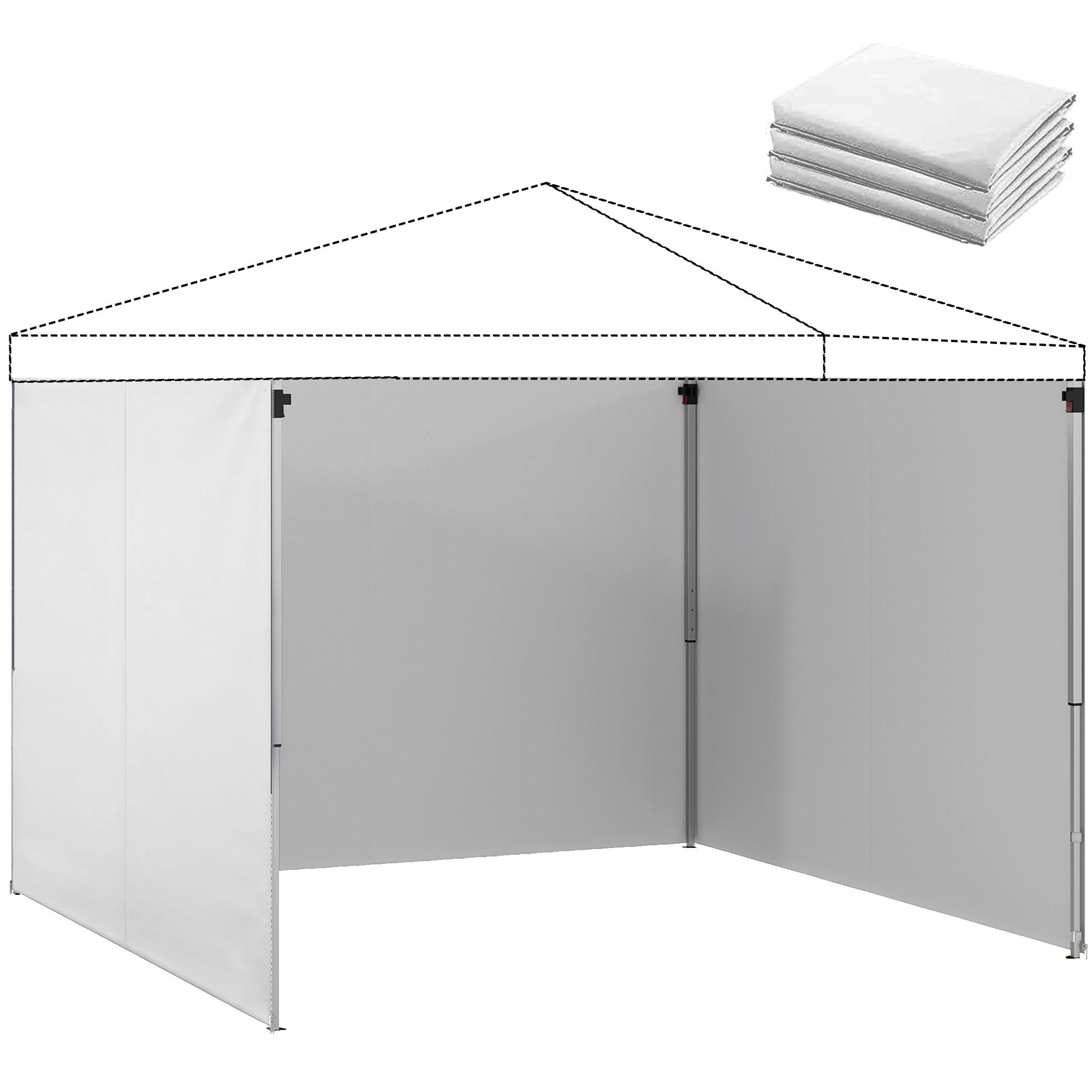 PAVILLON-SEITENWAND, Oxford-Gewebe weiß, Reißverschluss - Weiß, Kunststoff (25/13.5/32cm) - Vallsero