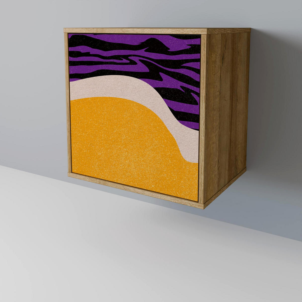 SIDEBOARD INDEPENDENT BORDER, Eichefarben, 57,5x42x77,5 cm, Schräge Buchenholzfüße - Eichefarben/Buchefarben, Holzwerkstoff/Buchenholz (57.5/77.5/42cm) - SpaceRebels