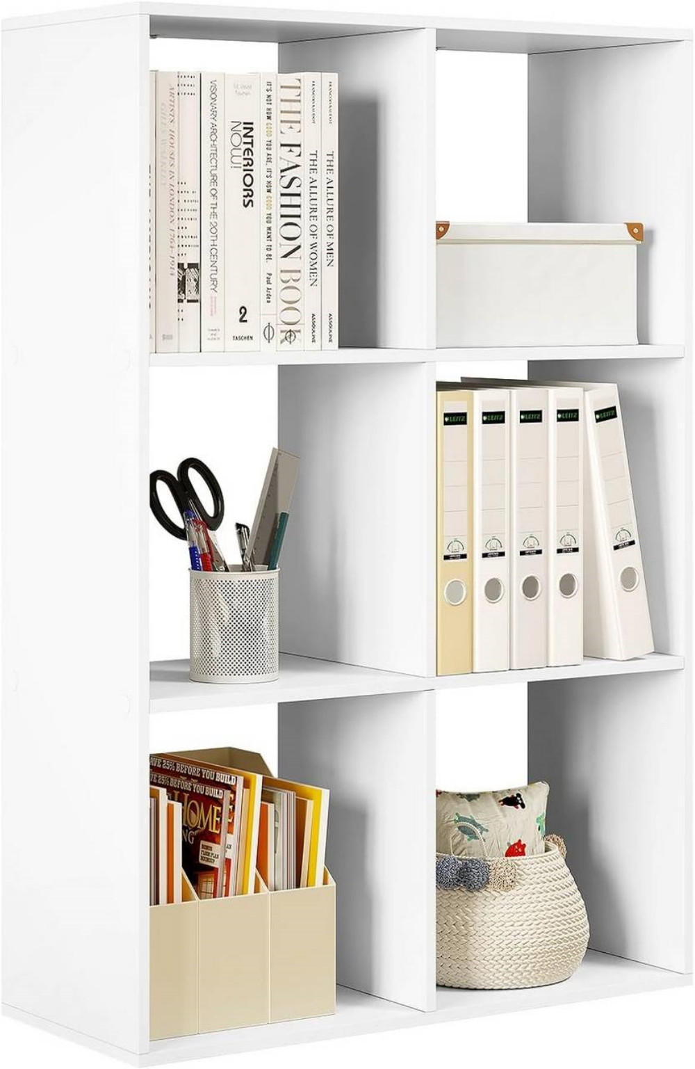 BÜCHERREGAL mit 3 Ebenen 6 Fächern, Holzwerkstoff, Weiß - Weiß, Holzwerkstoff (74/106/29cm) - Woltu