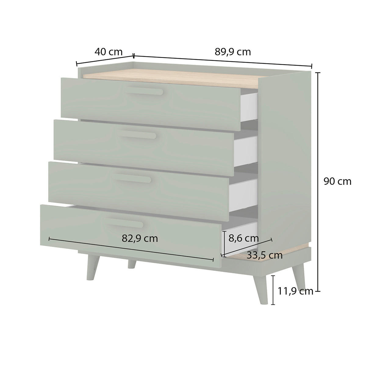 KOMODA Sandy Les - rjava, leseni material (90/90/40cm) - Petits-meubles