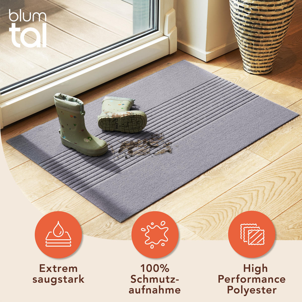 FUSSMATTE 60/90 cm Grau - Grau, Textil (60/90cm) - Blumtal