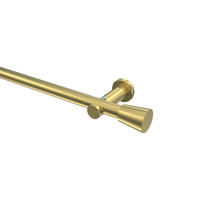 GARDINENSTANGE Platon Sitra 420 cm (geteilt in 3 x 140 cm), 1-läufig (ohne Ringe), 20 mm Ø Messing-Optik - Messingfarben, Metall (420cm) - INTERDECO