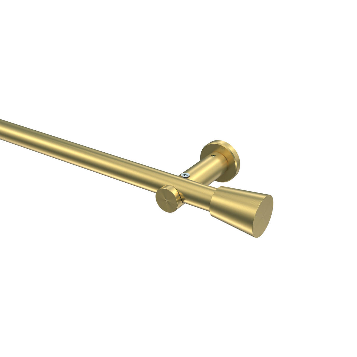 GARDINENSTANGE Platon Sitra 420 cm (geteilt in 3 x 140 cm), 1-läufig (ohne Ringe), 20 mm Ø Messing-Optik - Messingfarben, Metall (420cm) - INTERDECO