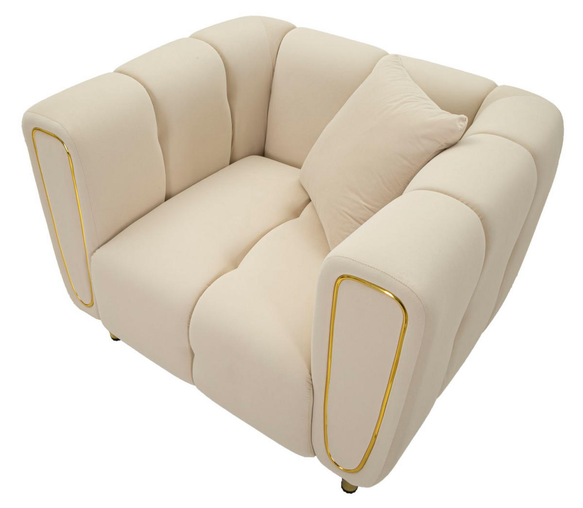 SESSEL Alma Cushion, cremefarben und goldfarben, Polyester, Eukalyptusholz, Kiefernholz, Sperrholz und Metall, 81 x 97 x 71 cm - Goldfarben/Creme, Holz/Holzwerkstoff (81/71/97cm) - Mauro Ferretti