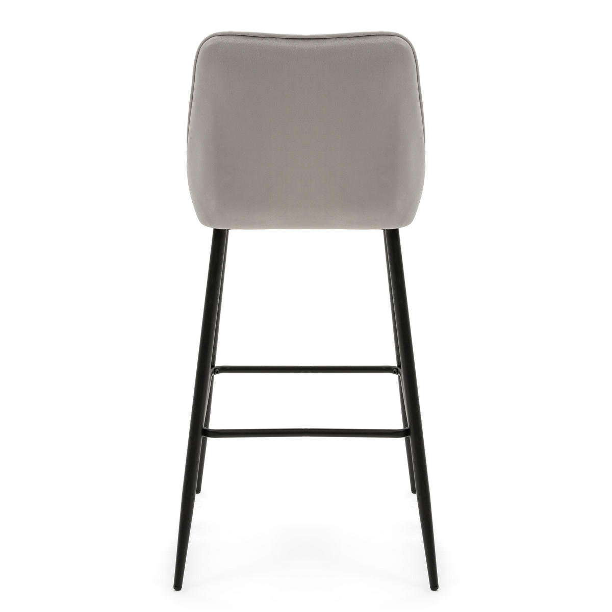 BARHOCKER VASTO gepolstert mit Steppung - hellgrau - Samt Velours - Hellgrau/Schwarz, Metall (50/102/55cm) - NEW HOME