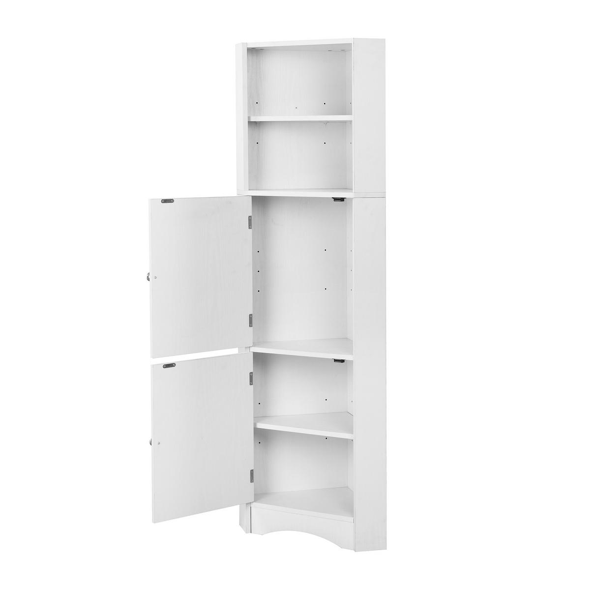 BADEZIMMERSCHRANK in Weiß mit Ablagefächern und offenen Fächern für Badezimmer, B36.5/T36.5/H155 cm - Weiß, Holzwerkstoff (36.5/155/36.5cm) - STILVORA