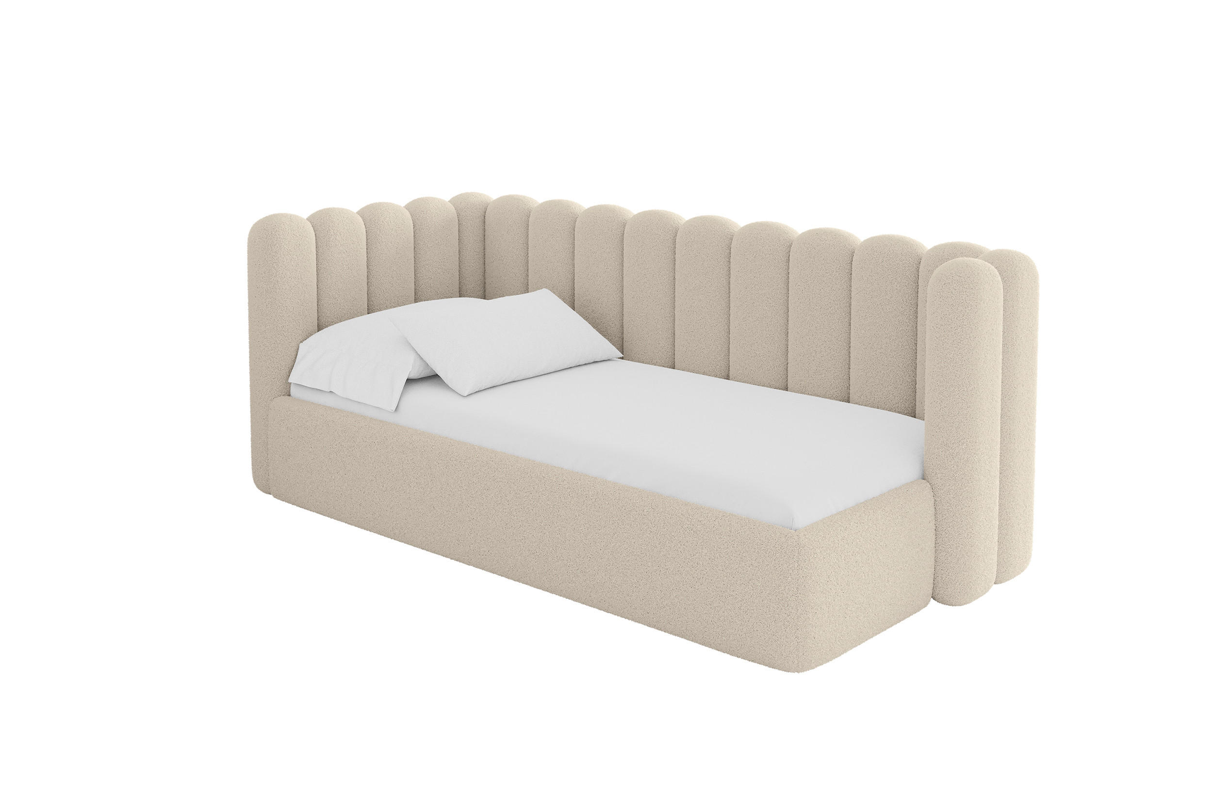 EINZELLBETT Jugendbett mit Bettkasten, Rechts - HUGY 80x200 Dunkelbeige - Taupe, Holzwerkstoff/Textil (80/200cm) - ALTDECOR