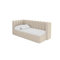 EINZELLBETT Jugendbett mit Bettkasten und Matratze H3/H4, Rechts - HUGY 100x200 Dunkelbeige - Taupe, Holzwerkstoff/Textil (100/200cm) - ALTDECOR