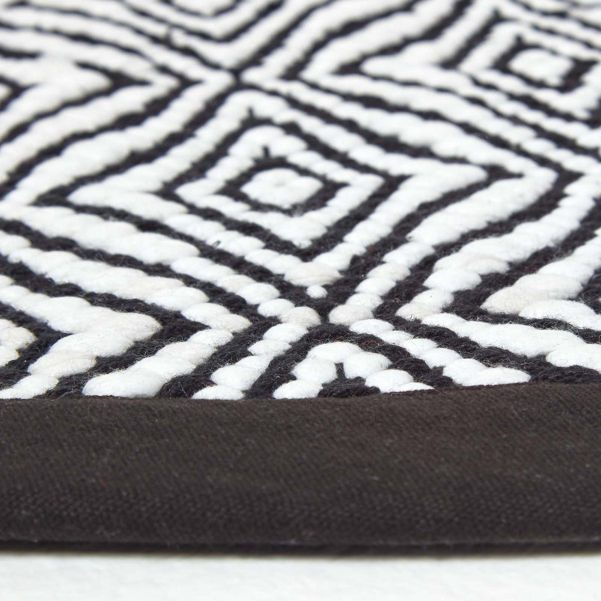 HANDWEBTEPPICH Trance rund 150 cm, geometrisch gemustert - Schwarz, Textil (150/150cm) - Homescapes