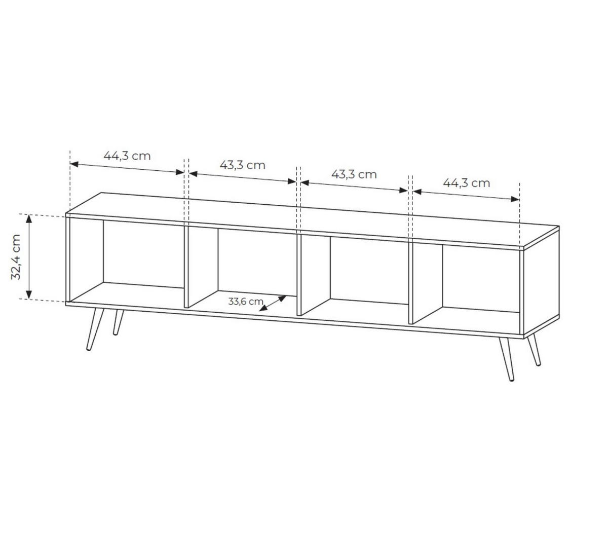 RTV-SCHRANK Faro, viertüriger mit LED - Eichefarben, Holzwerkstoff (183/54/40cm) - Bettso