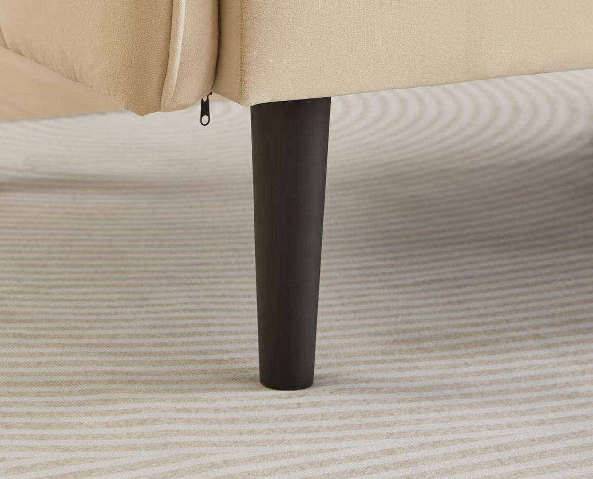 SCHLAFSOFA 2-in-1 mit Samtbezug und Armlehnen - Beige, Kunststoff (176/76/78cm)