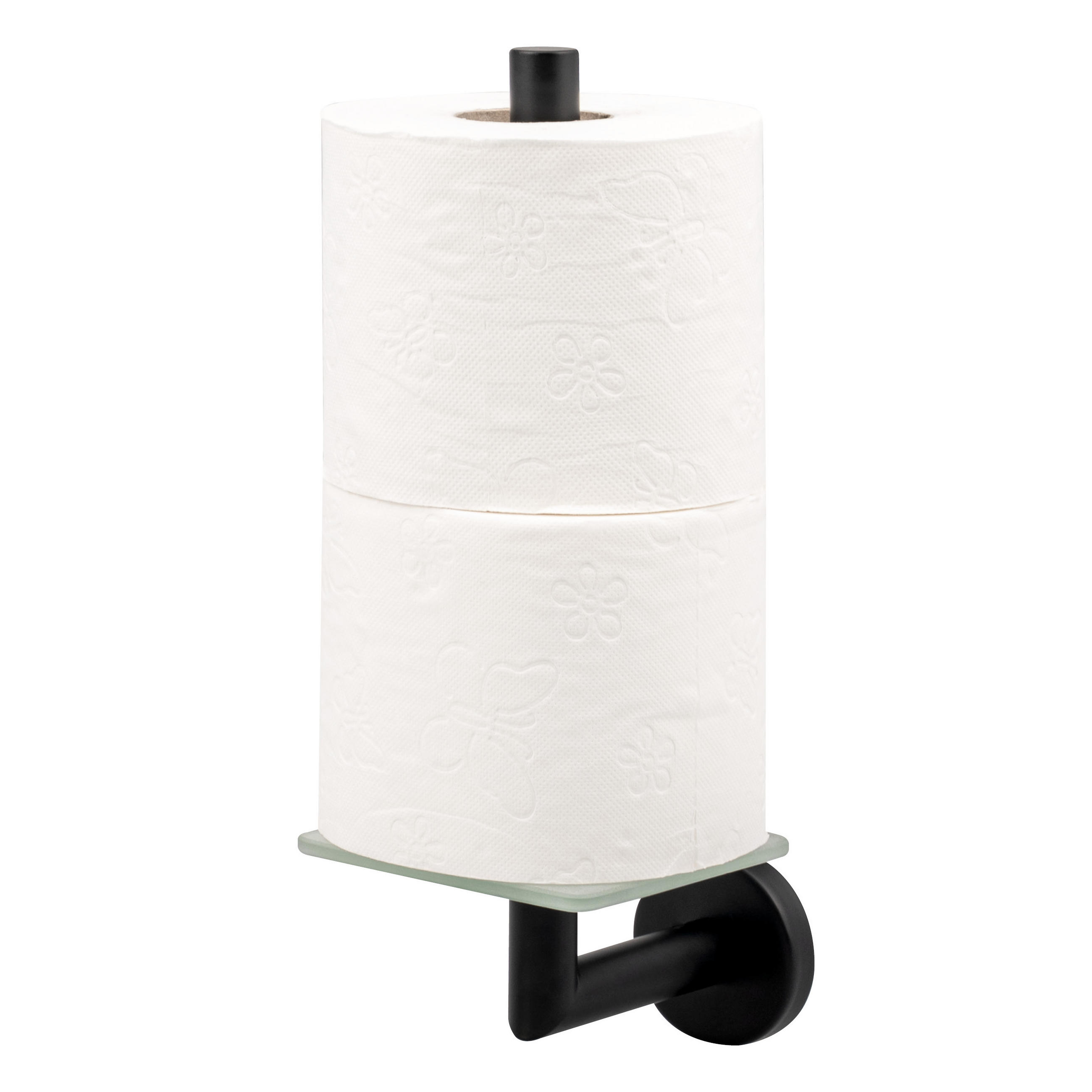 TOILETTENPAPIERHALTER PIAZZA BLACK, Glas und Edelstahl, schwarz - Schwarz, Metall (10/29/14cm) - bremermann