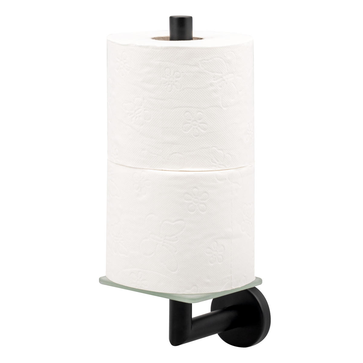 TOILETTENPAPIERHALTER PIAZZA BLACK, Glas und Edelstahl, schwarz - Schwarz, Metall (10/29/14cm) - bremermann