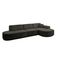 ECKSOFA Ottomane Rechts MARI-L2-v3 - 328x171x83 cm Schwarz Velours - Schwarz, Holzwerkstoff/Kunststoff (171/328cm) - ALTDECOR