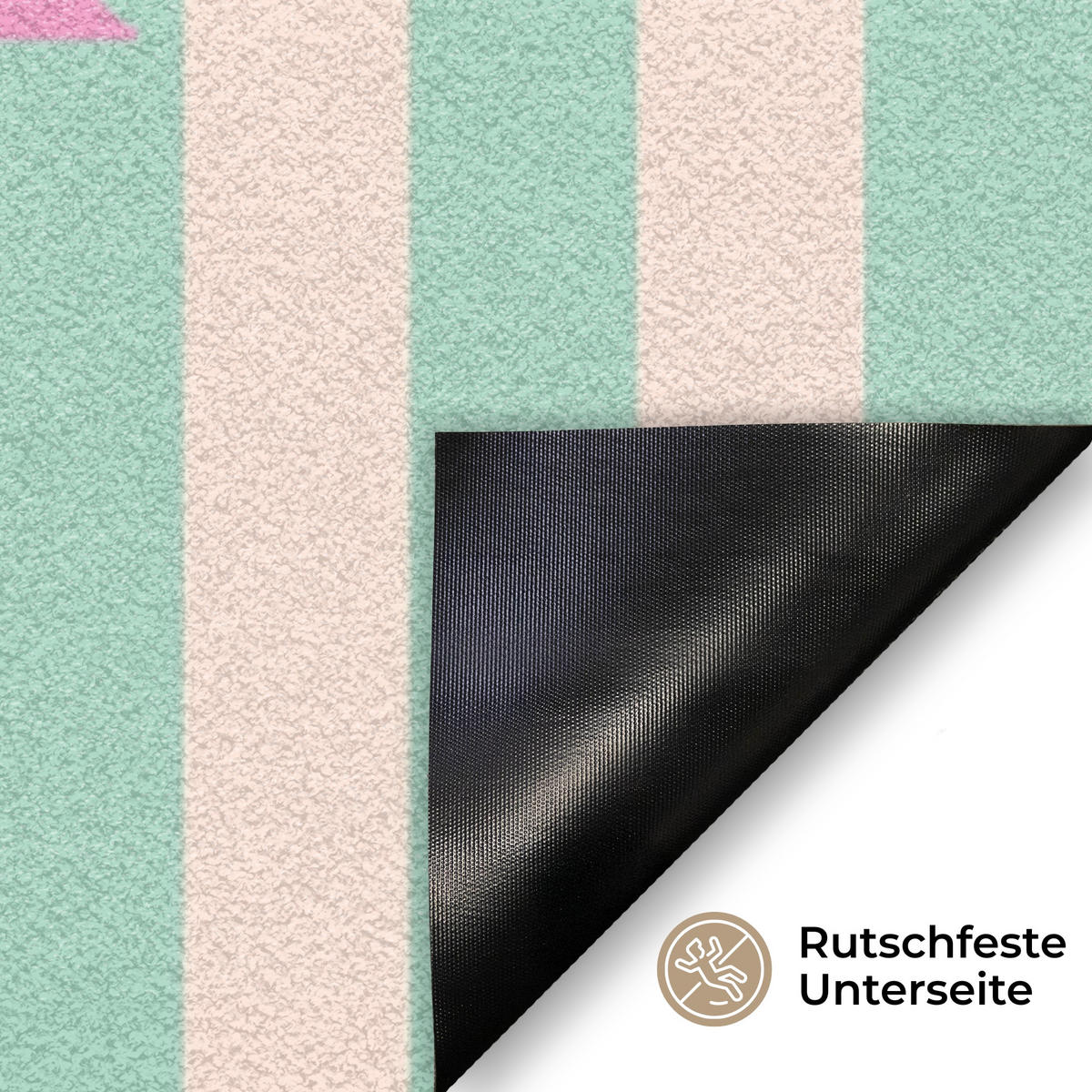 FUSSMATTE Rosa – Grün – Streifen – Entspannung 60x40 cm - Mintgrün, Kunststoff (60/0.4cm) - MuchoWow