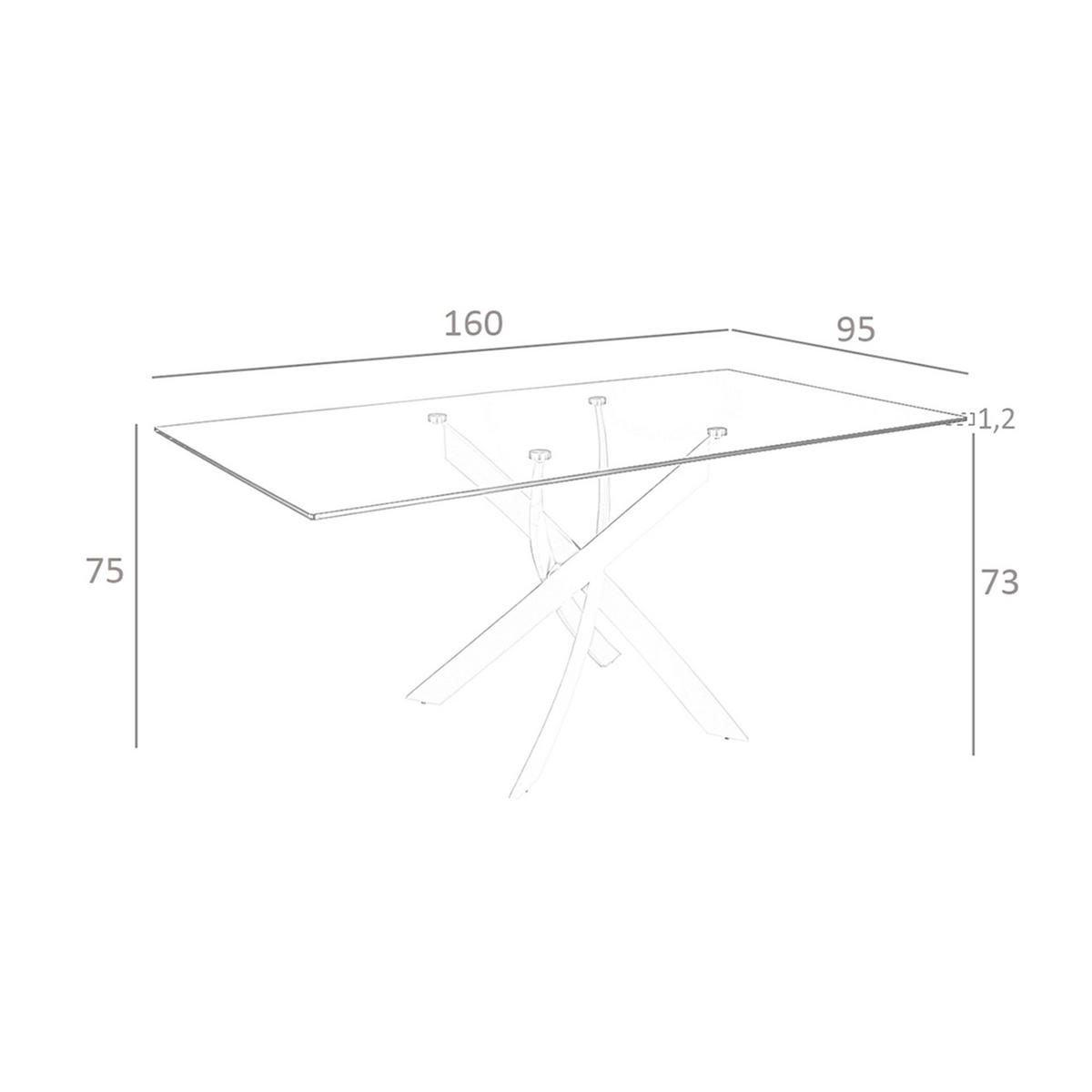 ESSTISCH Rechteckiger Esstisch aus gehärtetem Glas und rosa Stahl 160/95/75 cm - Pink/Hellrosa, Glas/Metall (95/160/75cm) - ANGEL CERDA
