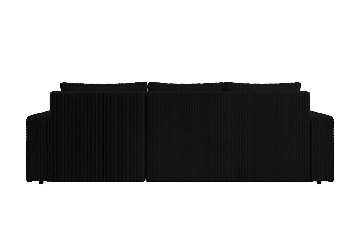 ECKSOFA CUDDY L, Eckcouch in L-Form mit Schlaffunktion und Bettkasten, Farbe: Schwarz, Cordstoff, Ottomane Rechts - Schwarz, Textil (240/140cm) - Storez24