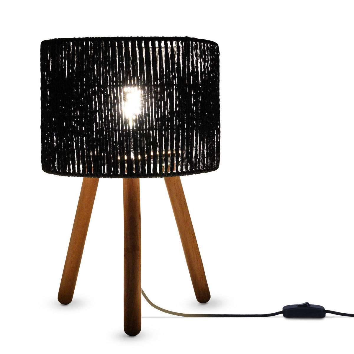 TISCHLAMPE Pita Tl - Schwarz, Holz (26.5/26.5/40.5cm) - Paco Home