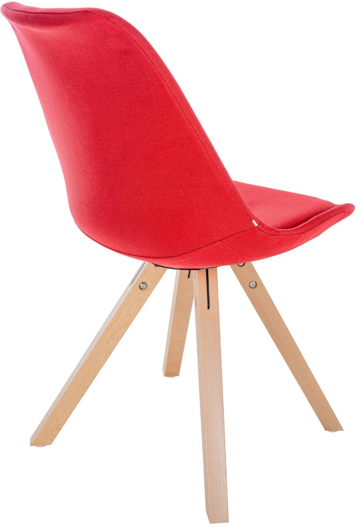 STUHL 4er Set Stoff rot - Rot/Naturfarben, Holz/Textil (48/81/54cm) - CLP
