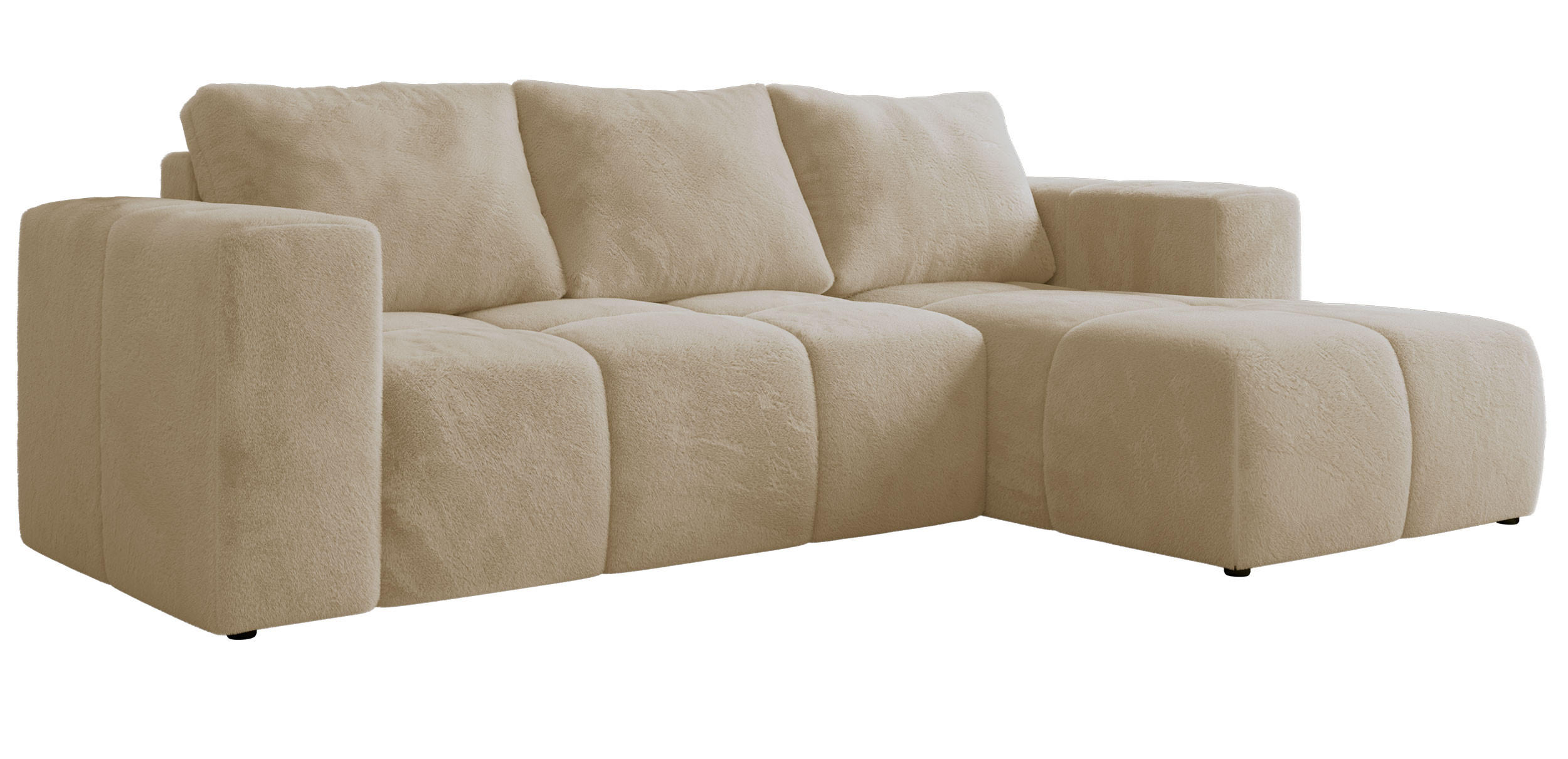 ROHOVÁ SEDAČKA MONIVA L Krémová Plyš - pravá strana - čierna/krémová, textil/plast (266/164cm) - MKS