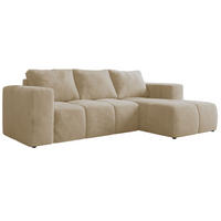 ROHOVÁ SEDAČKA MONIVA L Krémová Plyš - pravá strana - čierna/krémová, textil/plast (266/164cm) - MKS