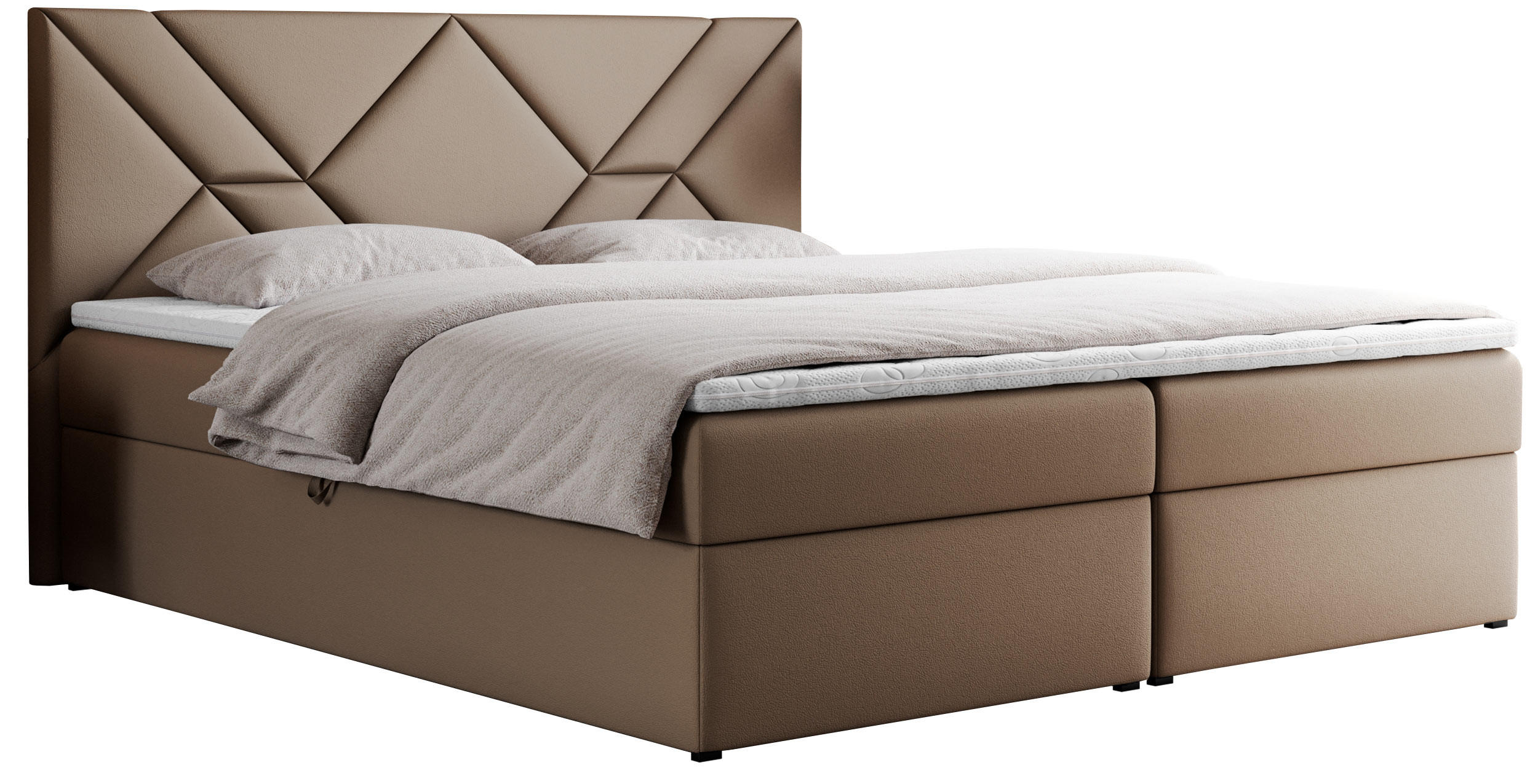 BOXBETT NEOMI 120/200 - Braun Kunstleder - H3 - Visco - Braun, Holz/Textil (120/200cm)
