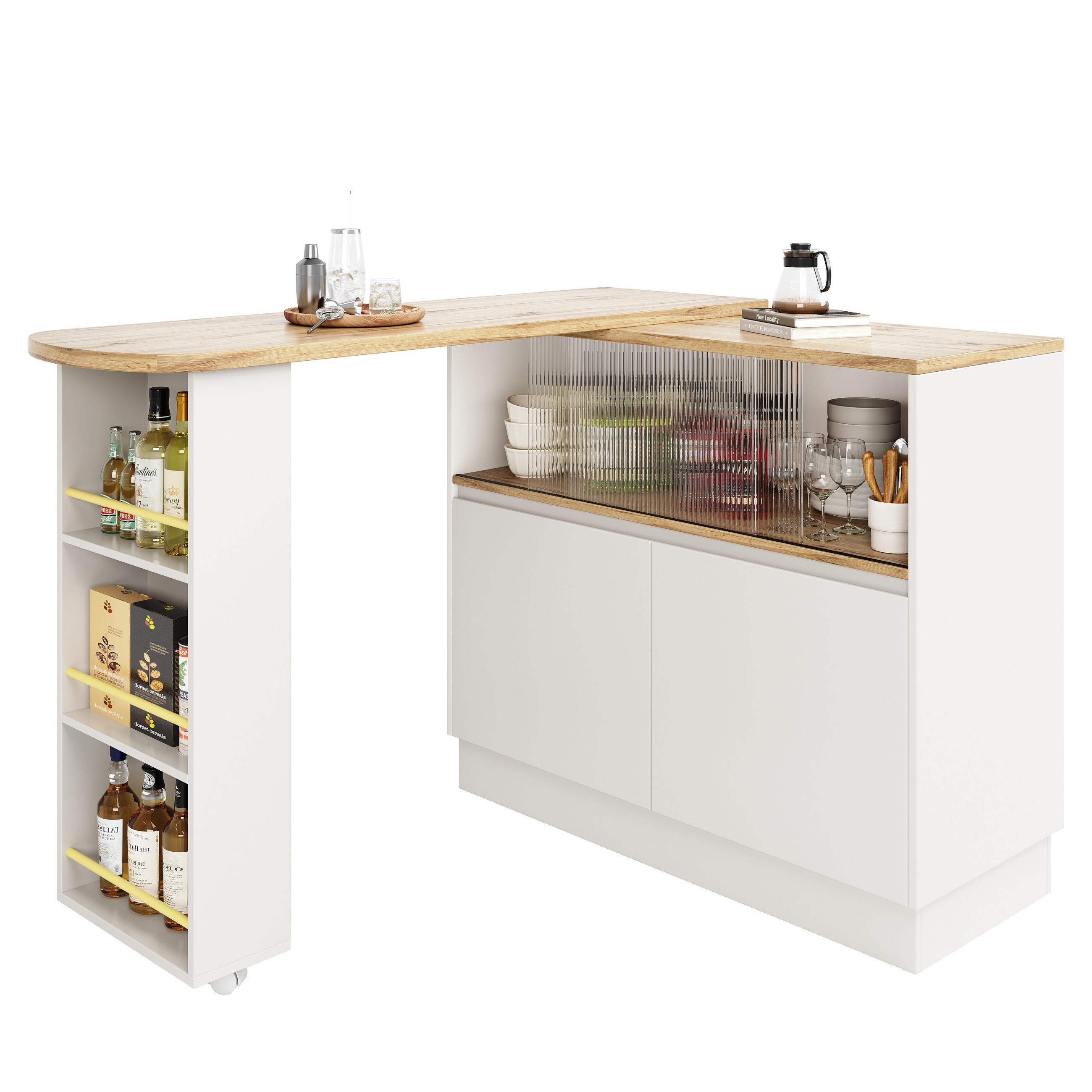BARTISCH drehbar 90/45/100 cm mit Glastür DE-39720 Weiß - Weiß, Holzwerkstoff (90/100/45cm) - ComfortXL
