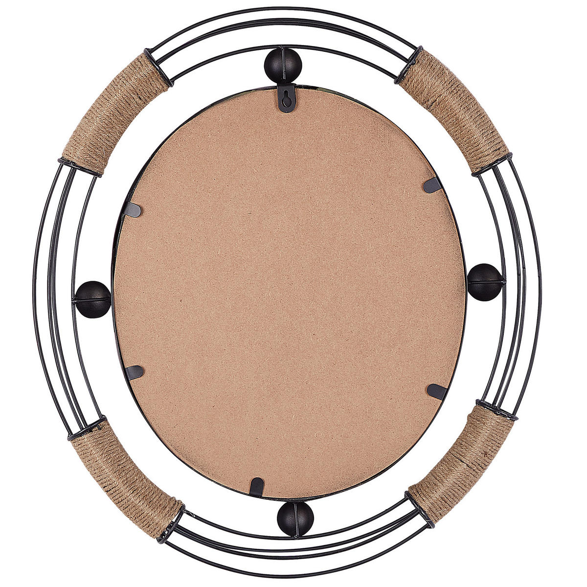 WANDSPIEGEL schwarz oval 55/50 cm Moulins - Beige/Schwarz, Metall (50/55/4cm) - Beliani
